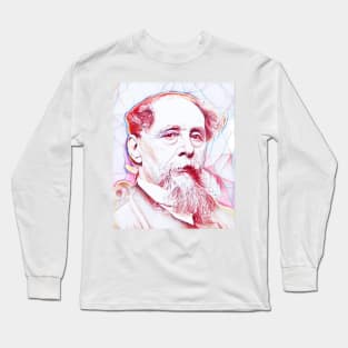 Charles Dickens Portrait | charlles dickens line art Long Sleeve T-Shirt